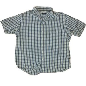 Croft & Barrow Men's Short Sleeve Blue and White Plaid Shirt Size XXL